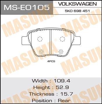 Masuma MS-E0105 Колодки тормозные барабанные, комплект MSE0105: Отличная цена - Купить в Польше на 2407.PL!
