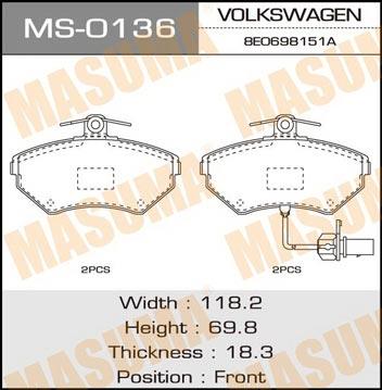Masuma MS-0136 Колодки тормозные барабанные, комплект MS0136: Отличная цена - Купить в Польше на 2407.PL!