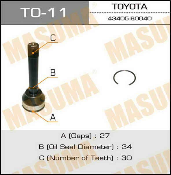 Masuma TO-11 CV joint TO11: Buy near me in Poland at 2407.PL - Good price!