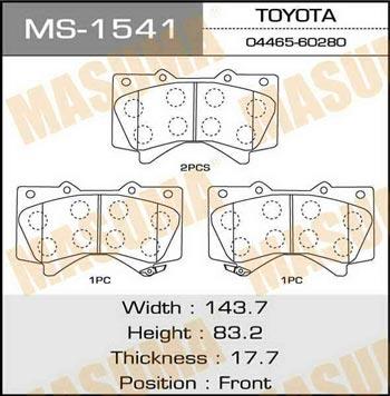 Masuma MS-1541 Brake shoe set MS1541: Buy near me in Poland at 2407.PL - Good price!