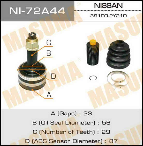 Masuma NI-72A44 CV joint NI72A44: Buy near me in Poland at 2407.PL - Good price!