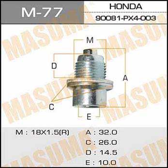 Masuma M-77 Sump plug M77: Buy near me in Poland at 2407.PL - Good price!