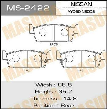 Masuma MS-2422 Bremsbackensatz MS2422: Kaufen Sie zu einem guten Preis in Polen bei 2407.PL!