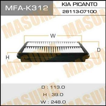 Masuma MFA-K312 Air filter MFAK312: Buy near me at 2407.PL in Poland at an Affordable price!