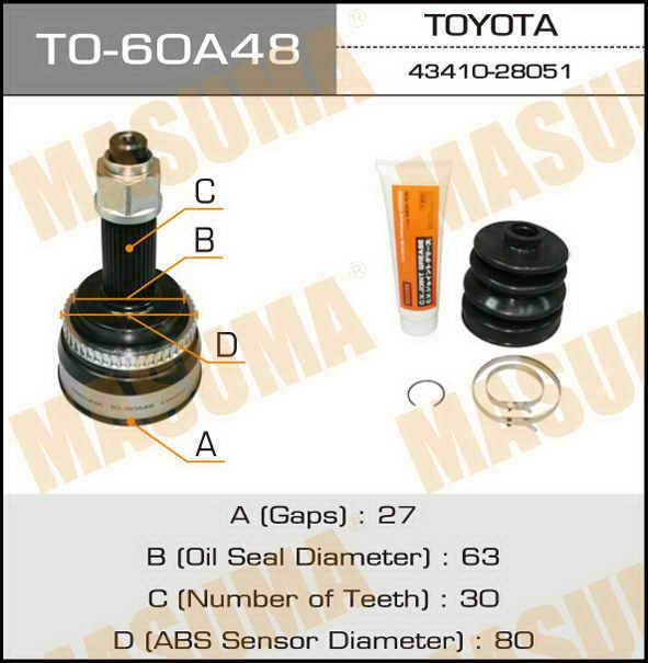 Masuma TO-60A48 CV joint TO60A48: Buy near me in Poland at 2407.PL - Good price!