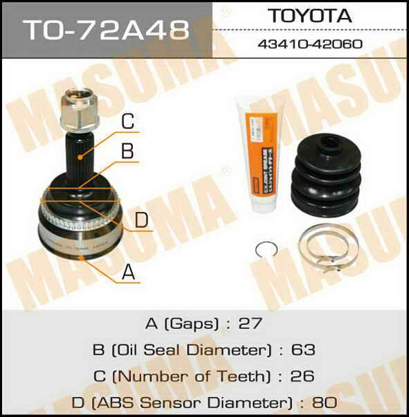 Masuma TO-72A48 CV joint TO72A48: Buy near me in Poland at 2407.PL - Good price!