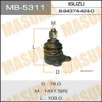 Masuma MB-5311 Sworzeń wahacza MB5311: Dobra cena w Polsce na 2407.PL - Kup Teraz!