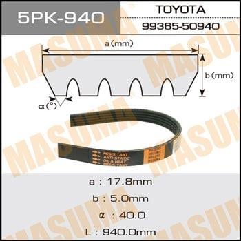 Masuma 5PK-940 V-ribbed belt 5PK940 5PK940: Buy near me in Poland at 2407.PL - Good price!