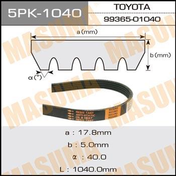 Masuma 5PK-1040 V-ribbed belt 5PK1040 5PK1040: Buy near me in Poland at 2407.PL - Good price!