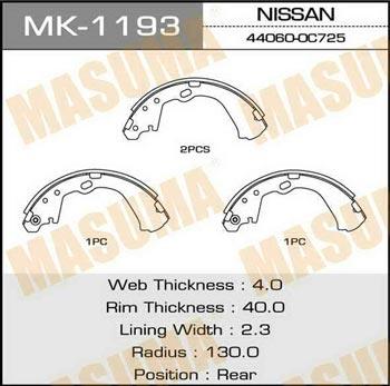 Masuma MK-1193 Bremsbackensatz MK1193: Bestellen Sie in Polen zu einem guten Preis bei 2407.PL!