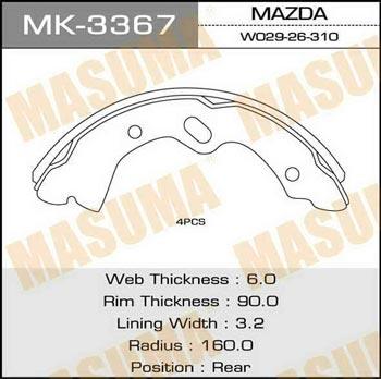 Masuma MK-3367 Колодки тормозные барабанные, комплект MK3367: Отличная цена - Купить в Польше на 2407.PL!