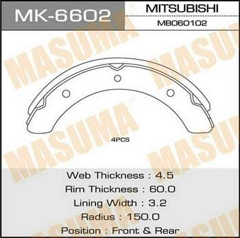 Masuma MK-6602 Brake shoe set MK6602: Buy near me in Poland at 2407.PL - Good price!