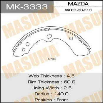 Masuma MK-3333 Brake shoe set MK3333: Buy near me in Poland at 2407.PL - Good price!