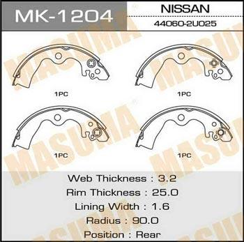 Masuma MK-1204 Brake shoe set MK1204: Buy near me at 2407.PL in Poland at an Affordable price!