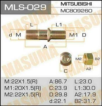 Masuma MLS-029 Wheel Stud MLS029: Buy near me at 2407.PL in Poland at an Affordable price!