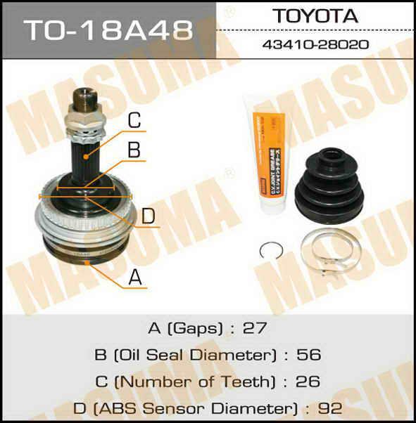 Masuma TO-18A48 CV joint TO18A48: Buy near me in Poland at 2407.PL - Good price!