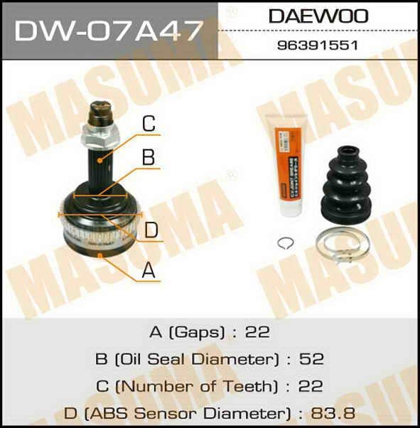 Masuma DW-07A47 CV joint DW07A47: Buy near me in Poland at 2407.PL - Good price!