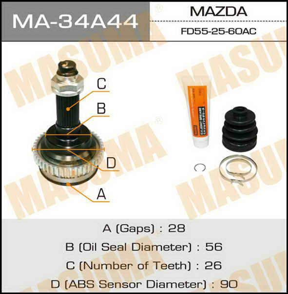 Masuma MA-34A44 Шарнир равных угловых скоростей (ШРУС) MA34A44: Отличная цена - Купить в Польше на 2407.PL!