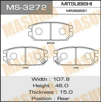 Masuma MS-3272 Гальмівні колодки, комплект MS3272: Приваблива ціна - Купити у Польщі на 2407.PL!