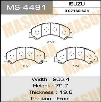 Masuma MS-4491 Brake shoe set MS4491: Buy near me in Poland at 2407.PL - Good price!