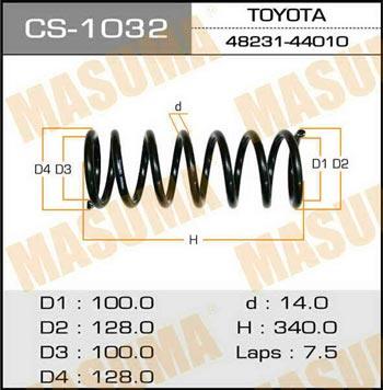 Masuma CS-1032 Sprężyna zawieszenia tylna CS1032: Atrakcyjna cena w Polsce na 2407.PL - Zamów teraz!