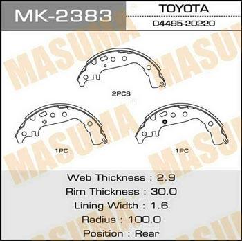 Masuma MK-2383 Brake shoe set MK2383: Buy near me in Poland at 2407.PL - Good price!