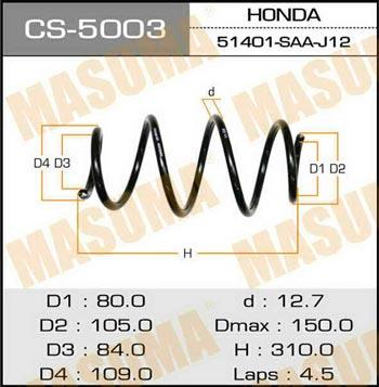 Masuma CS-5003 Suspension spring front CS5003: Buy near me at 2407.PL in Poland at an Affordable price!