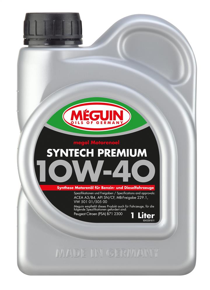 Meguin 4339 Engine oil Meguin Syntech Premium 10W-40, 1L 4339: Buy near me in Poland at 2407.PL - Good price!