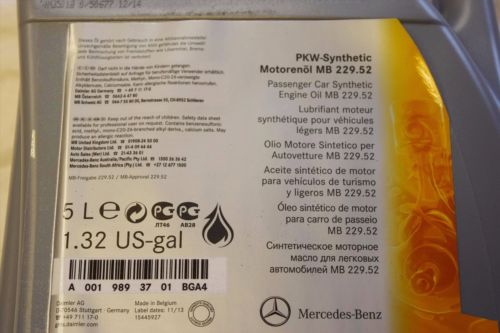 Mercedes A 001 989 37 01 BAA4 Olej silnikowy Mercedes MB 229.52 5W-30, 5L A0019893701BAA4: Dobra cena w Polsce na 2407.PL - Kup Teraz!