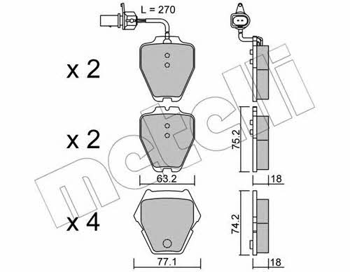 Metelli 22-0774-1 Тормозные колодки дисковые, комплект 2207741: Отличная цена - Купить в Польше на 2407.PL!