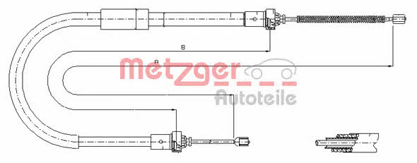 Metzger 11.6573 Parking brake cable, right 116573: Buy near me in Poland at 2407.PL - Good price!