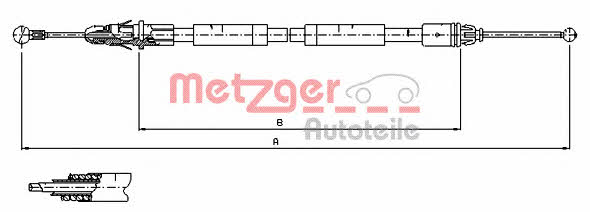 Metzger 11.6805 Parking brake cable, right 116805: Buy near me in Poland at 2407.PL - Good price!