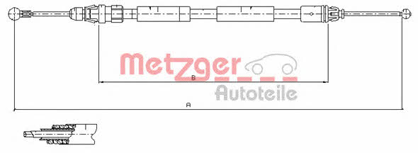 Metzger 11.6808 Parking brake cable, right 116808: Buy near me at 2407.PL in Poland at an Affordable price!