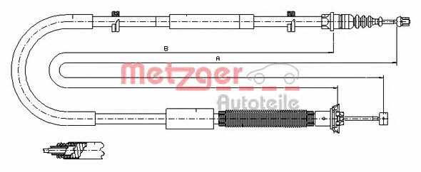 Metzger 12.0703 Parking brake cable left 120703: Buy near me in Poland at 2407.PL - Good price!