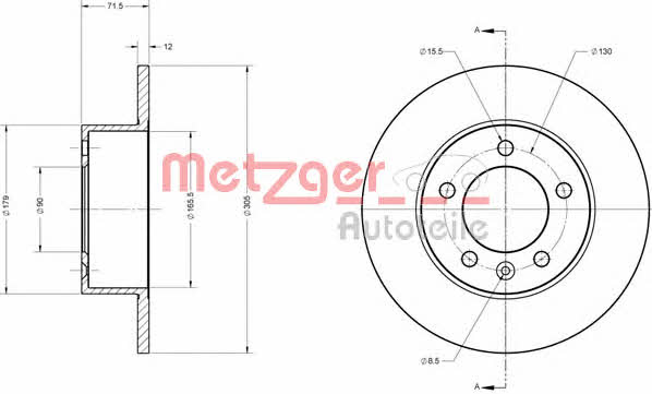 Metzger 6110011 Rear brake disc, non-ventilated 6110011: Buy near me in Poland at 2407.PL - Good price!