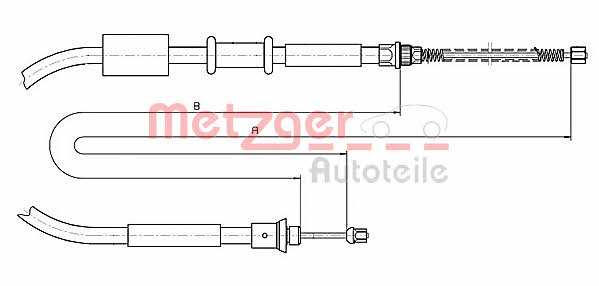 Metzger 1281P2 Parking brake cable left 1281P2: Buy near me in Poland at 2407.PL - Good price!