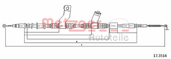 Metzger 17.3514 Parking brake cable left 173514: Buy near me in Poland at 2407.PL - Good price!