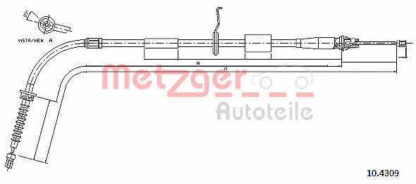 Metzger 10.4309 Feststellbremsseil, links 104309: Kaufen Sie zu einem guten Preis in Polen bei 2407.PL!
