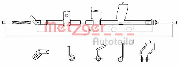Metzger 17.0327 Parking brake cable left 170327: Buy near me in Poland at 2407.PL - Good price!