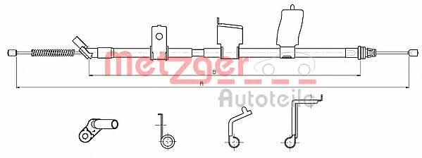 Metzger 17.0329 Parking brake cable left 170329: Buy near me in Poland at 2407.PL - Good price!