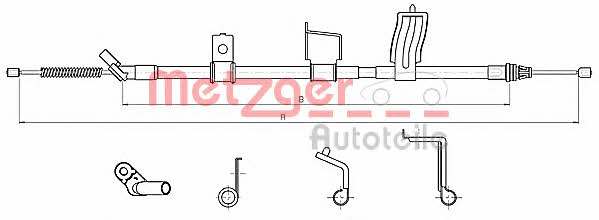Metzger 17.0330 Parking brake cable, right 170330: Buy near me in Poland at 2407.PL - Good price!