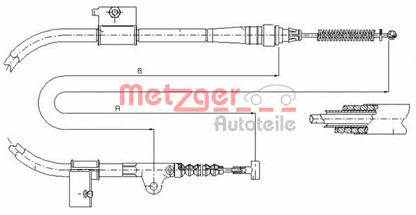 Metzger 17.0331 Parking brake cable left 170331: Buy near me in Poland at 2407.PL - Good price!