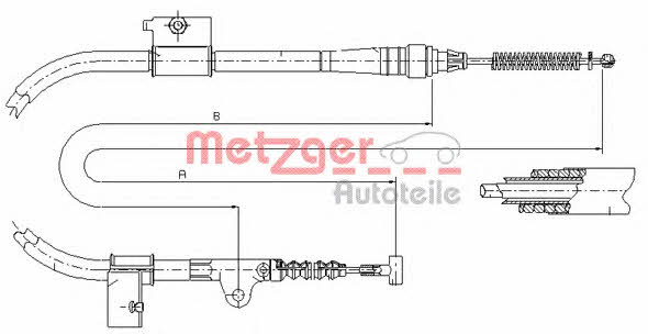 Metzger 17.0333 Parking brake cable left 170333: Buy near me in Poland at 2407.PL - Good price!
