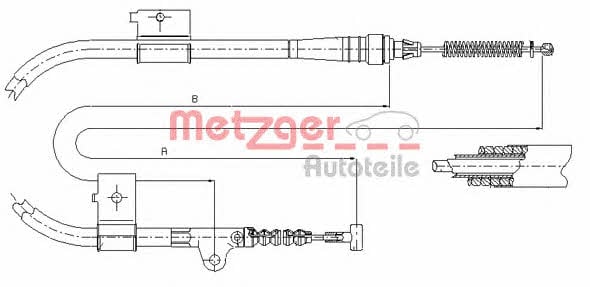Metzger 17.0334 Parking brake cable, right 170334: Buy near me at 2407.PL in Poland at an Affordable price!