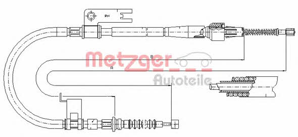 Metzger 17.0588 Parking brake cable, right 170588: Buy near me in Poland at 2407.PL - Good price!