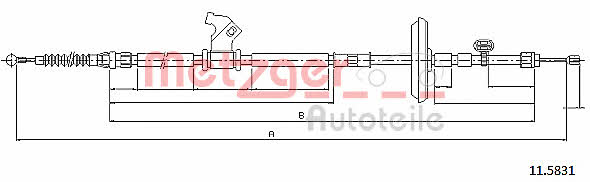 Metzger 11.5831 Parking brake cable left 115831: Buy near me in Poland at 2407.PL - Good price!
