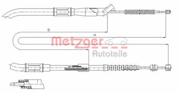 Metzger 17.1298 Parking brake cable, right 171298: Buy near me in Poland at 2407.PL - Good price!