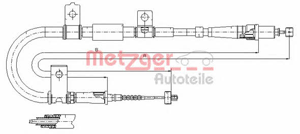 Metzger 17.2551 Трос гальма стоянки, правий 172551: Приваблива ціна - Купити у Польщі на 2407.PL!