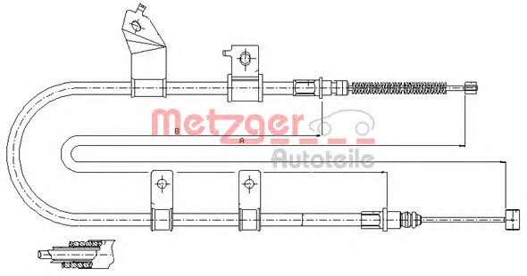 Metzger 17.3504 Parking brake cable, right 173504: Buy near me in Poland at 2407.PL - Good price!