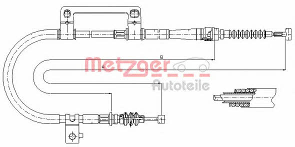 Metzger 17.6043 Parking brake cable left 176043: Buy near me in Poland at 2407.PL - Good price!